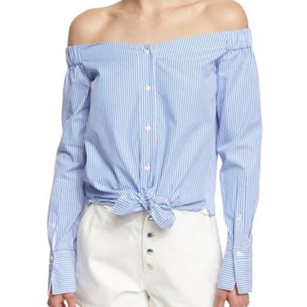Rag & Bone | ‘Kacy’ Stripe Off The Shoulder Shirt